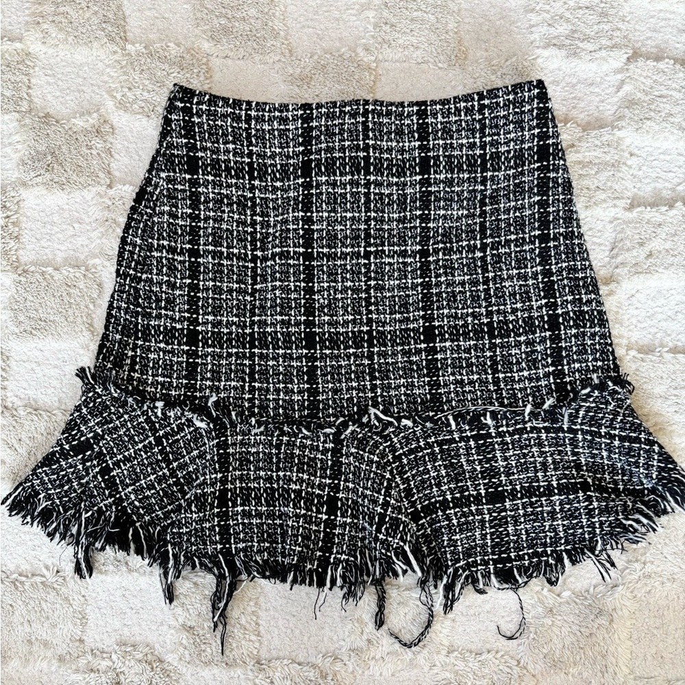 Alya Black and White Tweed Pencil Skirt